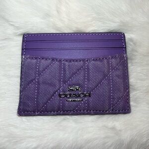 Coach Iris Denim Quilted Card Holder